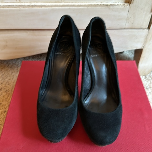 Tory Burch Black Suede Heels - Picture 2 of 5